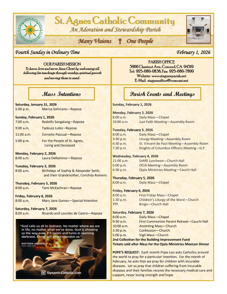 Bulletin for February 1, 2026