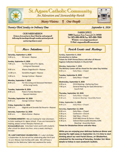 September 6 2026 Bulletin