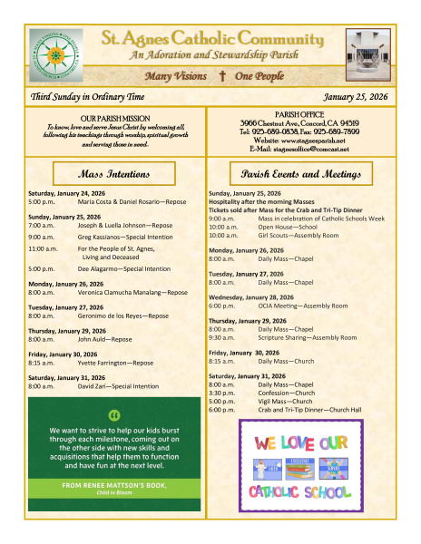 Bulletin for January 25, 2026