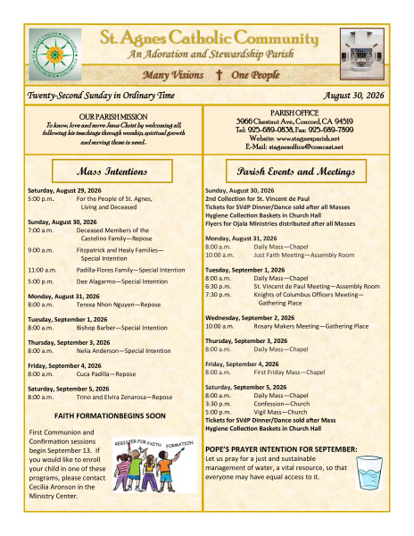 August 30 2026 Bulletin