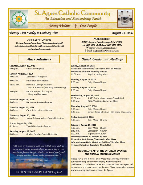 August 23 2026 Bulletin